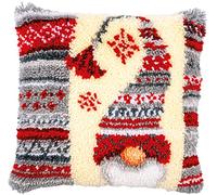 VERVACO Kit Cojin Gancho De Pestillo Cojin Decorativo DUENDE NAVIDEÑO DIY Manualidades Adultos Set Creativo Regalo Bordado Kit Principiantes ca. 40 x 40 cm Latch Hook Embroidery