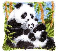 VERVACO Kit Cojin Gancho De Pestillo Cojin Decorativo Oso Panda DIY Manualidades Adultos Set Creativo Regalo Bordado Kit Principiantes ca. 40 x 40 cm Latch Hook Embroidery