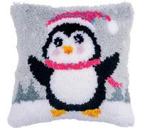 VERVACO Kit Cojin Gancho De Pestillo Cojin Decorativo PINGÜINO DIY Manualidades Adultos Set Creativo Regalo Bordado Kit Principiantes ca. 40 x 40 cm Latch Hook Embroidery