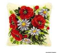 VERVACO Kit Cojin Gancho De Pestillo Cojin Decorativo RAMO DE FLORES DIY Manualidades Adultos Set Creativo Regalo Bordado Kit Principiantes ca. 40 x 40 cm Latch Hook Embroidery