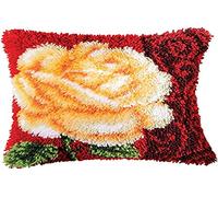 VERVACO Kit Cojin Gancho De Pestillo Cojin Decorativo Rosa Blanca DIY Manualidades Adultos Set Creativo Regalo Bordado Kit Principiantes ca. 40 x 40 cm Latch Hook Embroidery