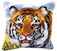 VERVACO Kit Cojin Gancho De Pestillo Cojin Decorativo Tigre DIY Manualidades Adultos Set Creativo Regalo Bordado Kit Principiantes ca. 40 x 40 cm Latch Hook Embroidery