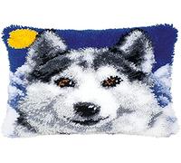 VERVACO Kit Cojin Gancho De Pestillo Cojin Decorativo UN Lobo DIY Manualidades Adultos Set Creativo Regalo Bordado Kit Principiantes ca. 40 x 40 cm Latch Hook Embroidery