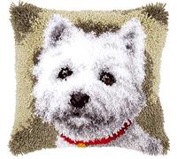 VERVACO Kit Cojin Gancho De Pestillo Cojin Decorativo Westie DIY Manualidades Adultos Set Creativo Regalo Bordado Kit Principiantes ca. 40 x 40 cm Latch Hook Embroidery