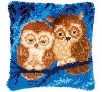 Vervaco Kit Coussin au Point noué Chouettes, Poliéster, écru, ca. 40 x 40 cm / 16" x 16"