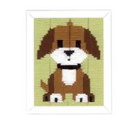 VERVACO Kit De Manualidades Educativo De Punto Largo CACHORRO MARRÓN Ocio Creativo DIY Set De Bordado Para Principiantes Canvas Para Bordar ca. 12,5 x 16 cm Beginner Crafts Long Stitch Embroidery