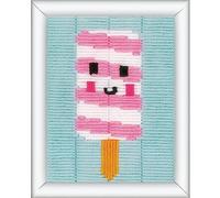 VERVACO Kit De Manualidades Educativo De Punto Largo HELADO Ocio Creativo DIY Set De Bordado Para Principiantes Canvas Para Bordar ca. 12,5 x 16 cm Beginner Crafts Long Stitch Embroidery