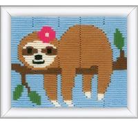 Vervaco Kit De Manualidades Educativo De Punto Largo PEREZA AMABLE Ocio Creativo DIY Set De Bordado Para Principiantes Canvas Para Bordar ca. 16 x 12,5 cm Beginner Crafts Long Stitch Embroidery
