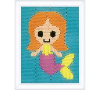 VERVACO Kit De Manualidades Educativo De Punto Largo SIRENA Ocio Creativo DIY Set De Bordado Para Principiantes Canvas Para Bordar ca. 12,5 x 16 cm Beginner Crafts Long Stitch Embroidery