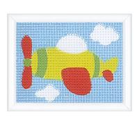 VERVACO Kit De Manualidades Educativot Bordado Punto De Cruz AVIÓN Ocio Creativo DIY Set De Bordado Para Principiantes Canvas Para Bordarca. 16 x 12,5 cm Beginner Crafts Cross Stitch