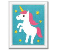 Vervaco Kit De Manualidades Educativot Bordado Punto De Cruz Unicornio Ocio Creativo DIY Set De Bordado para Principiantes Canvas para Bordarca. 12,5 x 16 cm Beginner Crafts Cross Stitch