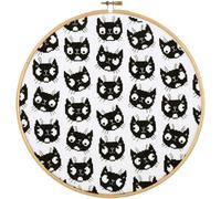VERVACO Kit De Punto De Cruz Cuadro Con Aro GATOS SONRIENTES Decoracion DIY Creativo Kit Manualidades Arte De Pared Bordar Kit Principiantes Regalo ca. 24 x 24 cm Cross Stitch Embroidery
