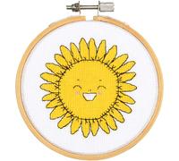 VERVACO Kit De Punto De Cruz Cuadro Con Aro GIRASOL Decoracion DIY Creativo Kit Manualidades Arte De Pared Bordar Kit Principiantes Regalo ca. 10 x 10 cm Cross Stitch Embroidery