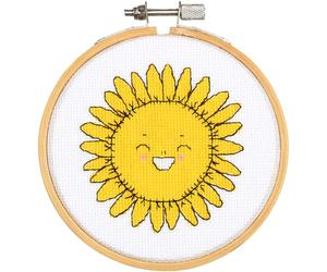 VERVACO Kit De Punto De Cruz Cuadro Con Aro GIRASOL Decoracion DIY Creativo Kit Manualidades Arte De Pared Bordar Kit Principiantes Regalo ca. 10 x 10 cm Cross Stitch Embroidery