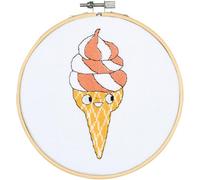 VERVACO Kit De Punto De Cruz Cuadro Con Aro HELADO SUAVE Decoracion DIY Creativo Kit Manualidades Arte De Pared Bordar Kit Principiantes Regalo ca. 16 x 16 cm Cross Stitch Embroidery