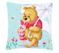 Vervaco Kit de Punto de Cruz: Disney: Winnie in The Rain, Poliéster,Lienzo, écru, 40 x 40 cm