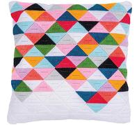 VERVACO Kit De Punto Largo DIY Cojin Decorativo Sofa TRIÁNGULOS Creativo Regalo Bordado Kit Principiantes Manualidades Adultos Creativas ca. 40 x 40 cm Long Stitch Embroidery