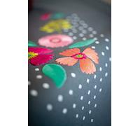 VERVACO Kit Mantel Bordado Tela Impresa Flores Multicolores Decoracion para Manualidades Principiantes Completo DIY Adultos Set Creativo Regalo ca. 80 x 80 cm Embroidery Nappe, Cotton