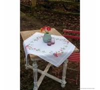 VERVACO Kit Mantel Bordado Tela Impresa Flores Y Mariposas Decoracion para Manualidades Principiantes Completo DIY Adultos Set Creativo Regalo ca. 80 x 80 cm Embroidery, Cotton, Multicolor