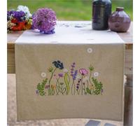 VERVACO Kit Bordado Camino De Mesa Set Completo Bordado Tela Impresa JARDÍN PÚRPURA Decoracion Para Manualidades DIY Adultos Set Creativo Regalo ca. 40 x 100 cm Embroidery