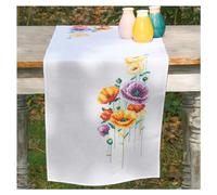 VERVACO Kit Punto Cruz Camino De Mesa Kit Completo Bordado Tela Impresa AMAPOLAS Decoracion Para Manualidades Principiantes Completo DIY Adultos Set Creativo Regalo ca. 38 x 142 cm Embroidery