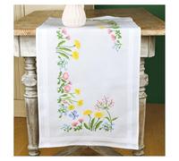 VERVACO Kit Punto Cruz Camino De Mesa Kit Completo Bordado Tela Impresa FLORES DEL CAMPO Decoracion Para Manualidades Principiantes Completo DIY Adultos Set Creativo Regalo 40 x 100 cm Embroidery