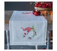Vervaco Kit Punto Cruz Camino De Mesa Kit Completo Bordado Tela Impresa GNOMOS DE Navidad Decoracion para Manualidades Principiantes Completo DIY Adultos Set Creativo Regalo ca. 40 x 100 cm