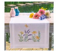 VERVACO Kit Punto Cruz Camino De Mesa Kit Completo Bordado Tela Impresa LAVANDA Decoracion Para Manualidades Principiantes Completo DIY Adultos Set Creativo Regalo ca. 40 x 100 cm Embroidery