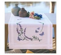 VERVACO Kit Punto Cruz Camino De Mesa Kit Completo Bordado Tela Impresa LAVANDA Y MARIPOSAS Decoracion Para Manualidades Principiantes Completo DIY Adultos Set Creativo Regalo 40 x 100 cm Embroidery