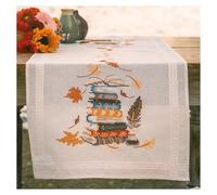 VERVACO Kit Punto Cruz Camino De Mesa Kit Completo Bordado Tela Impresa Lectura de otoño Decoracion Para Manualidades Principiantes Completo DIY Adultos Set Creativo Regalo 40 x 100 cmCross Stitch