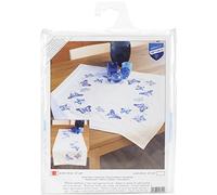 VERVACO Kit Punto Cruz Camino De Mesa Kit Completo Bordado Tela Impresa Mariposas Azules Decoracion para Manualidades Principiantes Completo DIY Adultos Set Creativo Regalo ca. 40 x 100 cm Embroidery