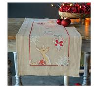 Vervaco Kit Punto Cruz Camino De Mesa Kit Completo Bordado Tela Impresa RENOS CON ESPÍRITU NAVIDEÑO Decoracion Para Manualidades Principiantes Completo DIY Adultos Set Creativo Regalo ca. 40 x 100 cm