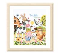 Vervaco Kit Punto De Cruz Bebe Nacimiento Regalos DIY Completo ANIMALES DE GRANJA Creativo Manualidades Creatividad Adultos Decoracion Pared Bordar Kit Principiantes 20 x 20 cm Cross Stitch