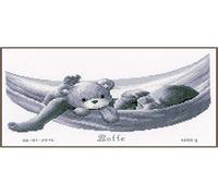 VERVACO Kit Punto De Cruz Bebe Nacimiento Regalos DIY Completo BEBÉ EN Hamaca Creativo Manualidades Creatividad Adultos Decoracion Pared Bordar Kit Principiantes ca. 27 x 19 cm Cross Stitch