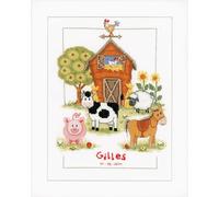 VERVACO Kit Punto De Cruz Bebe Nacimiento Regalos DIY Completo EN LA Granja Creativo Manualidades Creatividad Adultos Decoracion Pared Bordar Kit Principiantes ca. 22 x 29 cm Cross Stitch