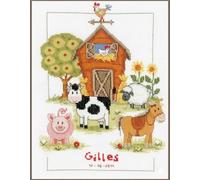 VERVACO Kit Punto De Cruz Bebe Nacimiento Regalos DIY Completo EN LA Granja Creativo Manualidades Creatividad Adultos Decoracion Pared Bordar Kit Principiantes ca. 22 x 29 cm Cross Stitch