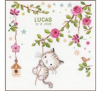 VERVACO Kit Punto De Cruz Bebe Nacimiento Regalos DIY Completo GATITO TRAVIESO Creativo Manualidades Creatividad Adultos Decoracion Pared Bordar Kit Principiantes ca. 30 x 31 cm Cross Stitch