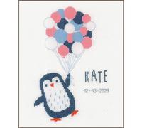 VERVACO Kit Punto De Cruz Bebe Nacimiento Regalos DIY Completo HOLA PINGÜINO Creativo Manualidades Creatividad Adultos Decoracion Pared Bordar Kit Principiantes ca. 22 x 30 cm Cross Stitch