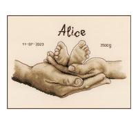 VERVACO Kit Punto De Cruz Bebe Nacimiento Regalos DIY Completo MANOS Y PIES Creativo Manualidades Creatividad Adultos Decoracion Pared Bordar Kit Principiantes ca. 27 x 18 cm Cross Stitch