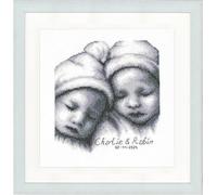 Vervaco Kit Punto De Cruz Bebe Nacimiento Regalos DIY Completo Mellizos Creativo Manualidades Creatividad Adultos Decoracion Pared Bordar Kit Principiantes ca. 20 x 21 cm Cross Stitch