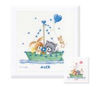 VERVACO Kit Punto De Cruz Bebe Nacimiento Regalos DIY Completo NUESTRA MAYOR AVENTURA Creativo Manualidades Creatividad Adultos Decoracion Pared Bordar Kit Principiantes ca. 28 x 29 cm Cross Stitch