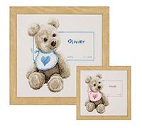 VERVACO Kit Punto De Cruz Bebe Nacimiento Regalos DIY Completo Osito con Babero Creativo Manualidades Creatividad Adultos Decoracion Pared Bordar Kit Principiantes ca. 26 x 26 cm Cross Stitch
