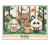 Vervaco Kit Punto De Cruz Bebe Nacimiento Regalos DIY Completo PANDA Y AMIGOS Creativo Manualidades Creatividad Adultos Decoracion Pared Bordar Kit Principiantes ca. 19 x 14 cm Cross Stitch