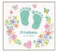 Vervaco Kit Punto De Cruz Bebe Nacimiento Regalos DIY Completo PIES DE BEBÉ Creativo Manualidades Creatividad Adultos Decoracion Pared Bordar Kit Principiantes ca. 27 x 25 cm Cross Stitch