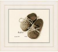 VERVACO Kit Punto De Cruz Bebe Nacimiento Regalos DIY Completo Primeros Zapatos Creativo Manualidades Creatividad Adultos Decoracion Pared Bordar Kit Principiantes ca. 19 x 18 cm Cross Stitch