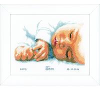 VERVACO Kit Punto De Cruz Bebe Nacimiento Regalos DIY Completo RECIÉN Nacido Creativo Manualidades Creatividad Adultos Decoracion Pared Bordar Kit Principiantes ca. 24 x 18 cm Cross Stitch