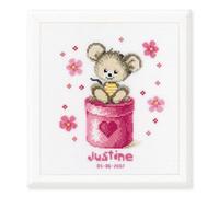 VERVACO Kit Punto De Cruz Bebe Nacimiento Regalos DIY Completo UN RATÓN PEQUEÑO Creativo Manualidades Creatividad Adultos Decoracion Pared Bordar Kit Principiantes ca. 20 x 22 cm Cross Stitch