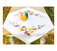 Vervaco kit punto de cruz estampado mantel "Amapolas", 80x80cm