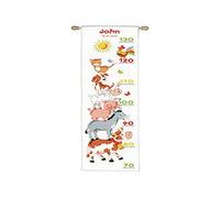 VERVACO Kit Punto De Cruz Medidor De Altura para Niños Animales DE Granja Regalos DIY Completo Creativo Manualidades Creatividad Adultos Decoracion Pared Bordar Kit Principiantes ca. 18 x 70 cm