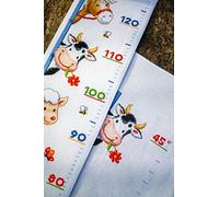 VERVACO Kit Punto De Cruz Medidor De Altura Para Niños ANIMALES DE LA GRANJA Regalos DIY Completo Creativo Manualidades Creatividad Adultos Decoracion Pared Bordar Kit Principiantes ca. 18 x 70 cm